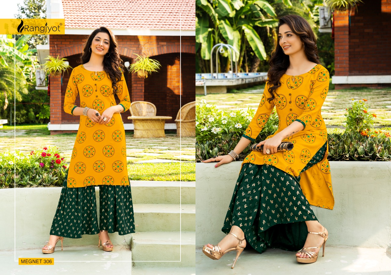 Rangjyot  Presents   Magnet Vol 3 Kurti With Bottom Collection