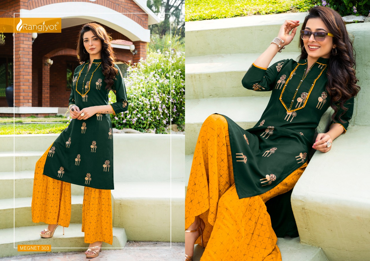 Rangjyot  Presents   Magnet Vol 3 Kurti With Bottom Collection