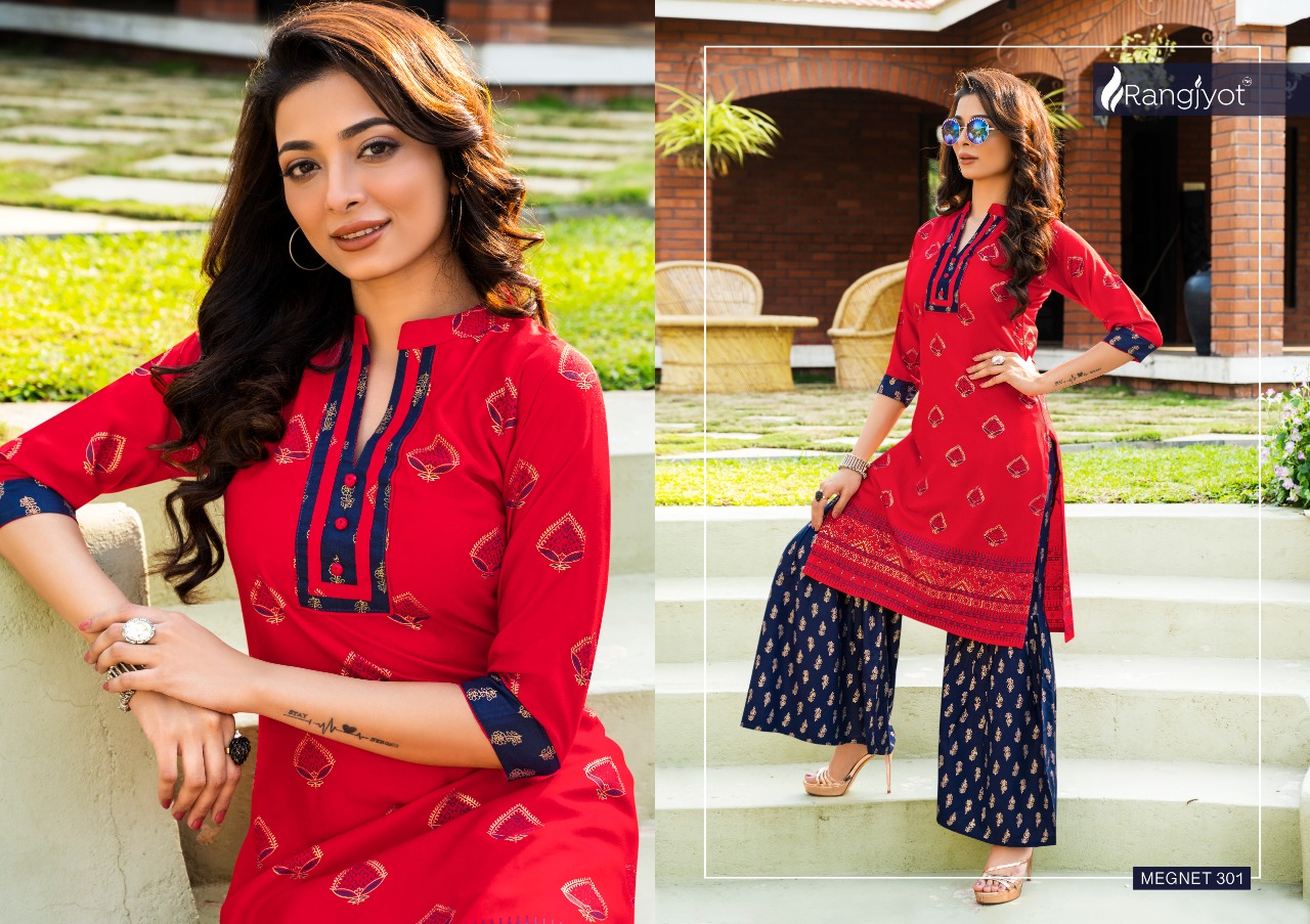 Rangjyot  Presents   Magnet Vol 3 Kurti With Bottom Collection