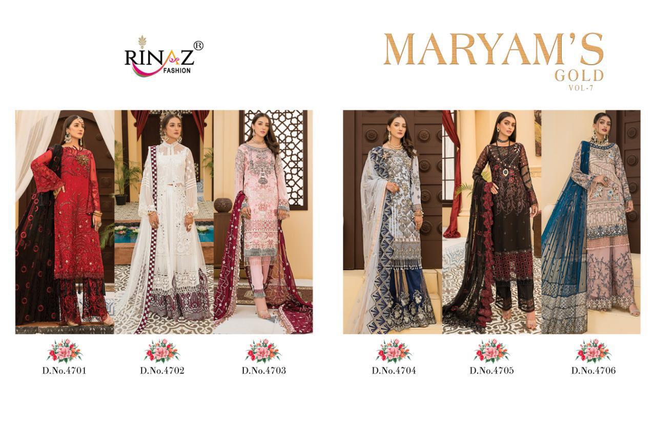 Rinaz  Presents  Maryam Gold  Vol 7 Pakistani Salwar Suits