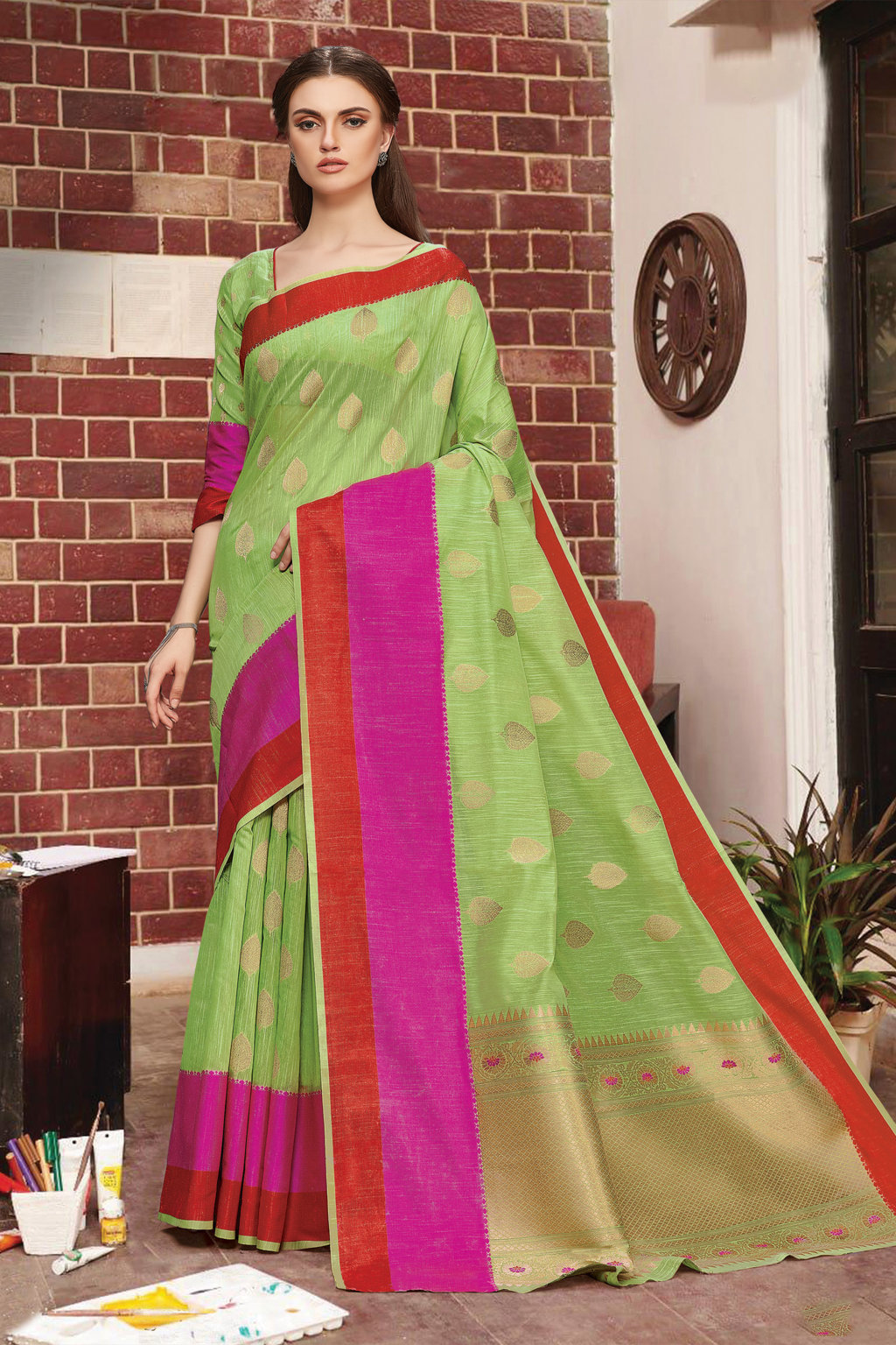 Sangam Presents Banglori Handloom Linen Silk Sarees