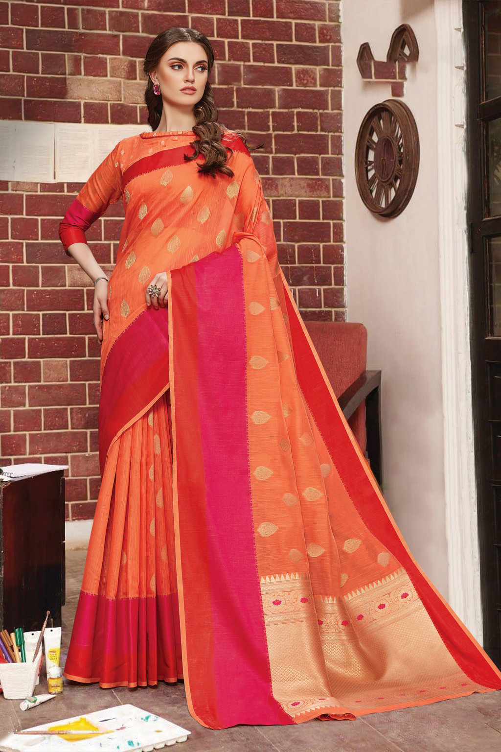 Sangam Presents Banglori Handloom Linen Silk Sarees