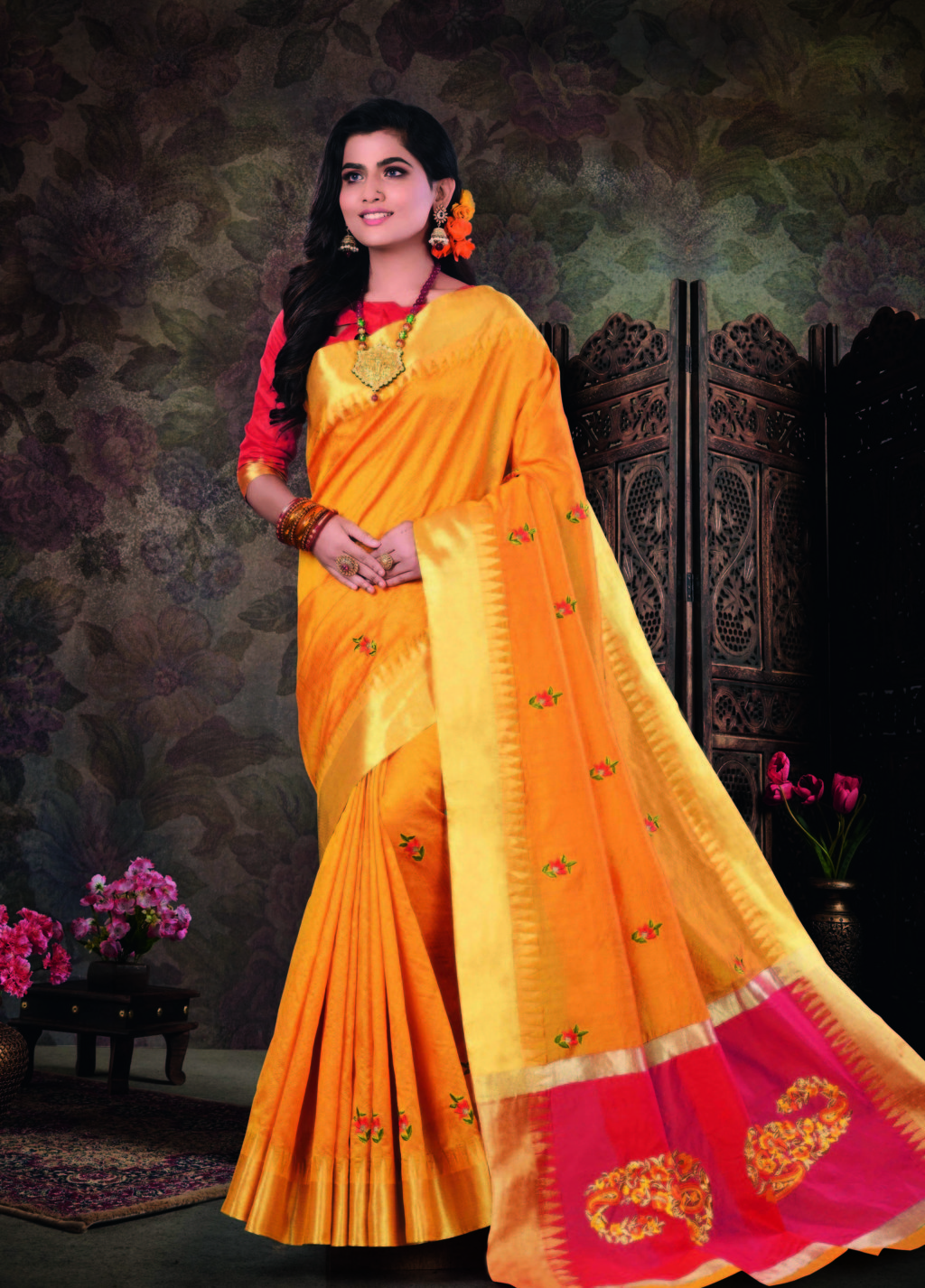 Sangam Presents Shantipuri Handloom Pure Crystal Silk Sarees
