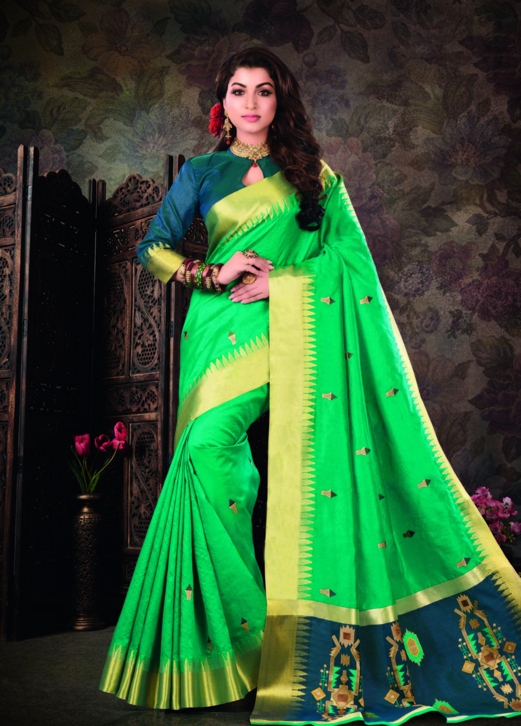 Sangam Presents Shantipuri Handloom Pure Crystal Silk Sarees