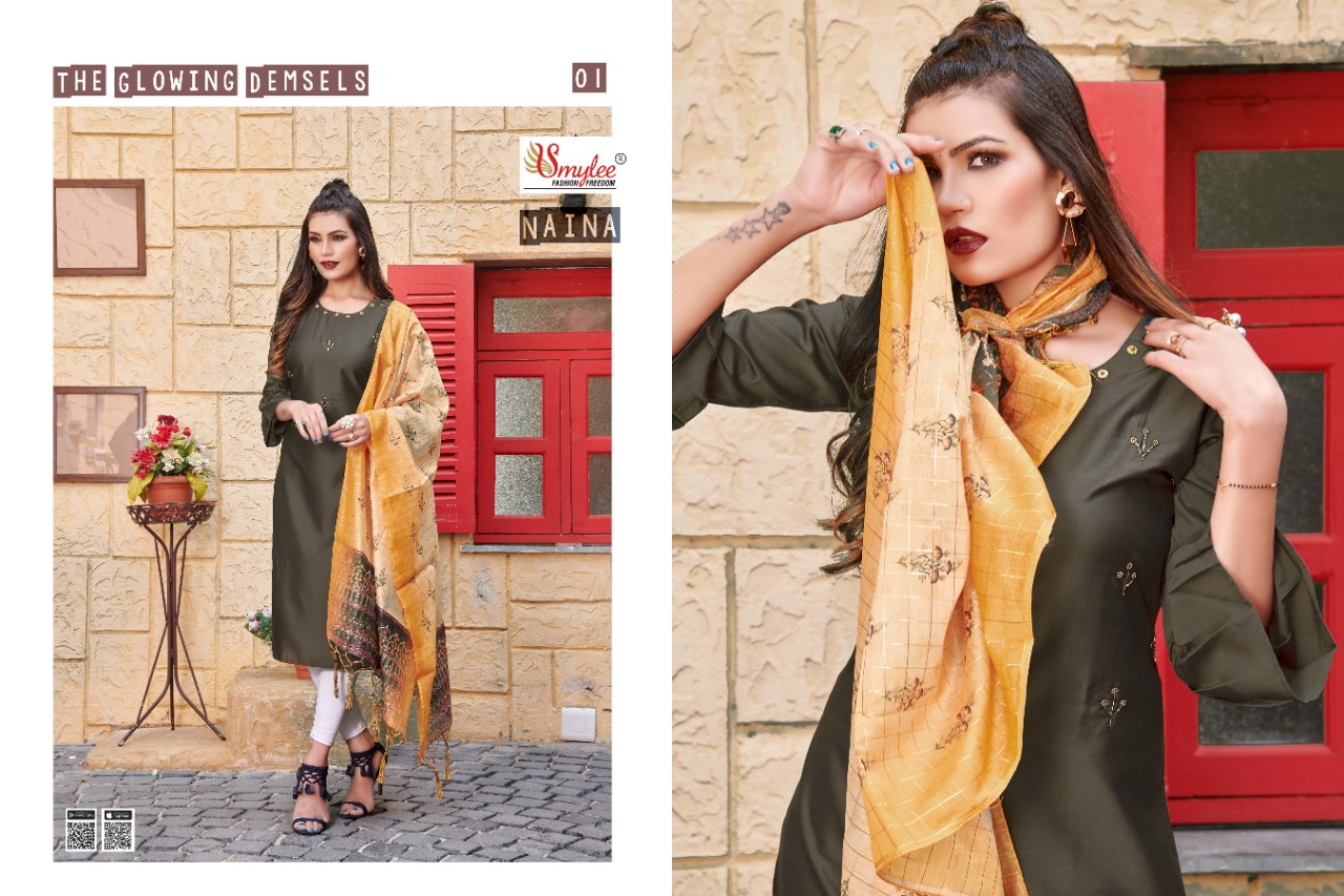Smylee   Presents Naina Designer  Kurti With Dupatta Collection