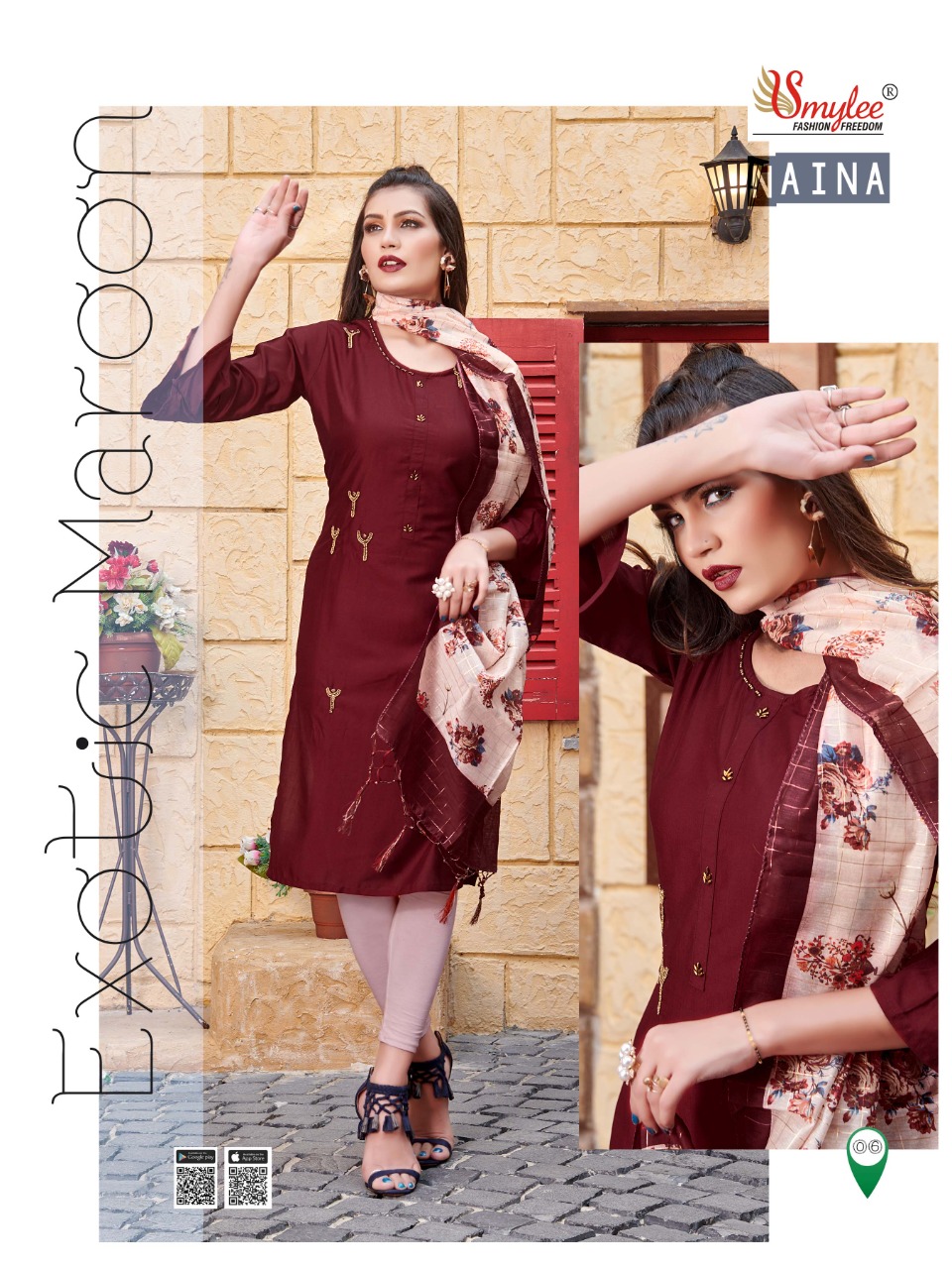 Smylee   Presents Naina Designer  Kurti With Dupatta Collection