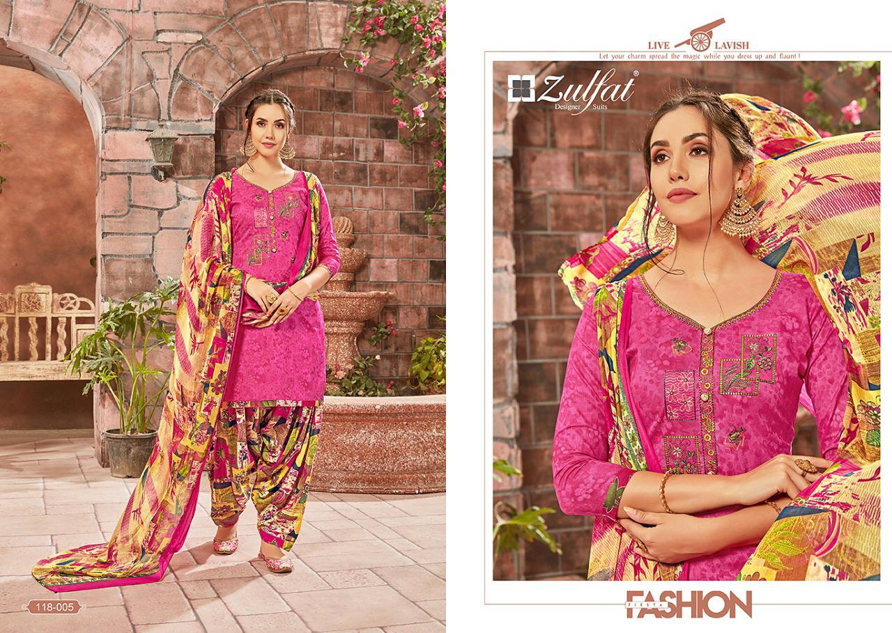 Zulfat Presents  Patiyala Babes Casual Wear Dress Material