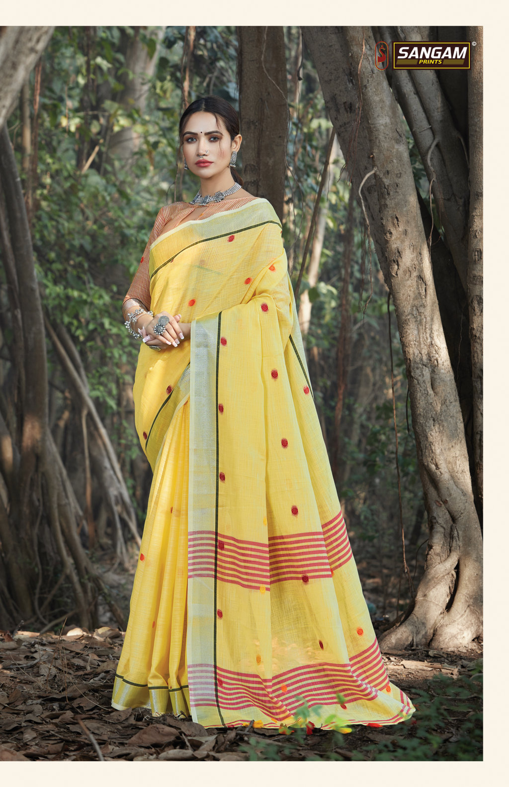 Sangam Presents Sangeet Linen Cotton Embroidery Sarees