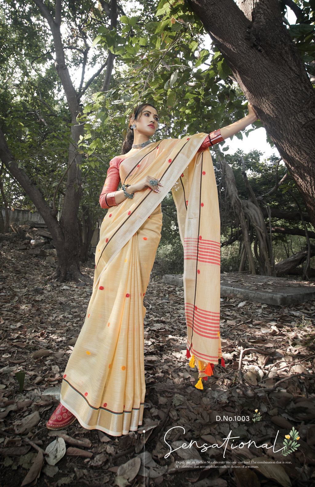 Sangam Presents Sangeet Linen Cotton Embroidery Sarees