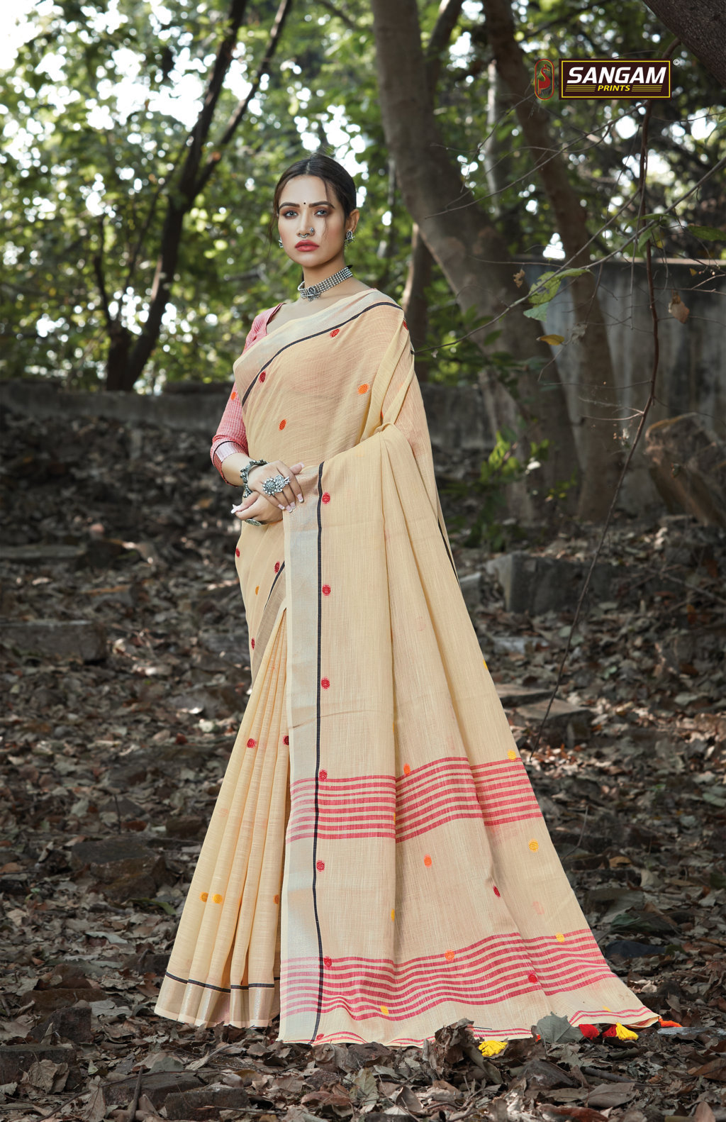Sangam Presents Sangeet Linen Cotton Embroidery Sarees