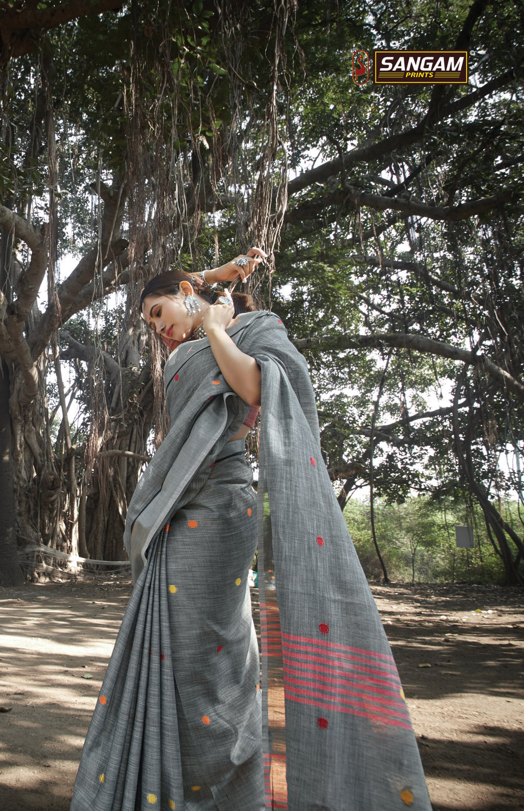 Sangam Presents Sangeet Linen Cotton Embroidery Sarees