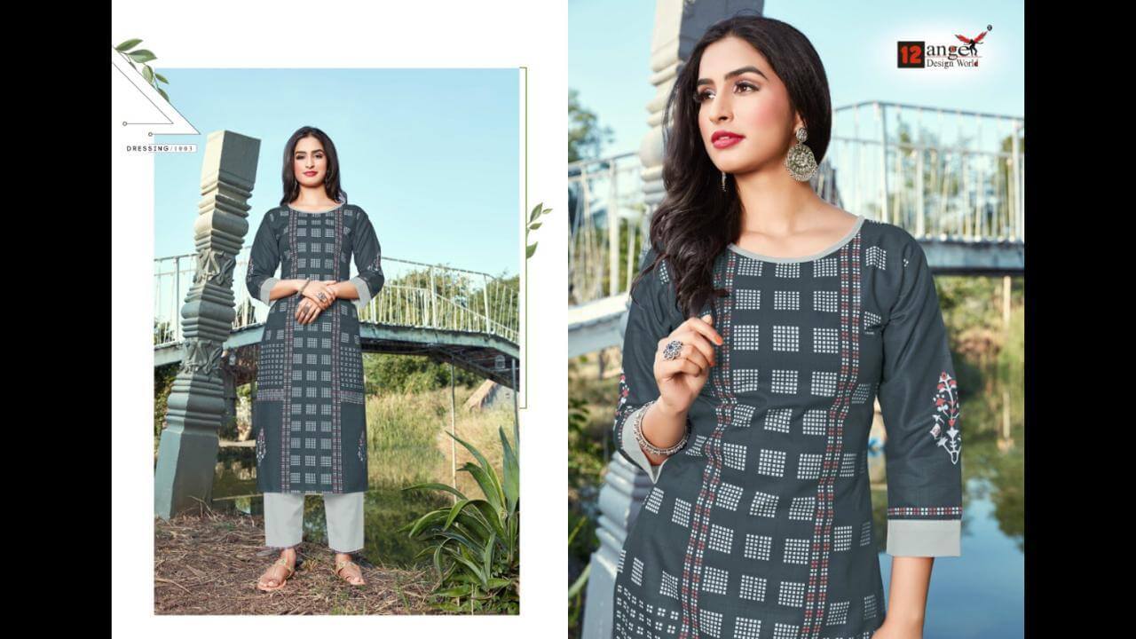 12angel Presents   Zuric  Casual Wear Kurti With Bottom