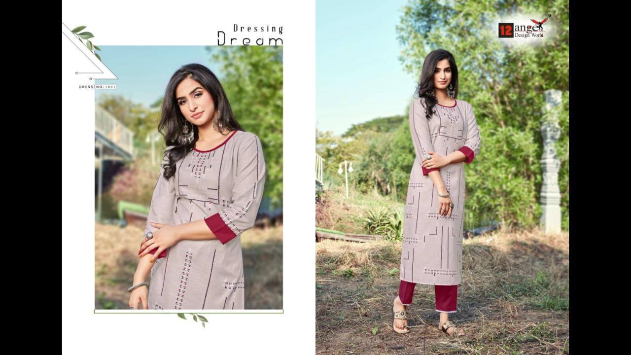 12angel Presents   Zuric  Casual Wear Kurti With Bottom