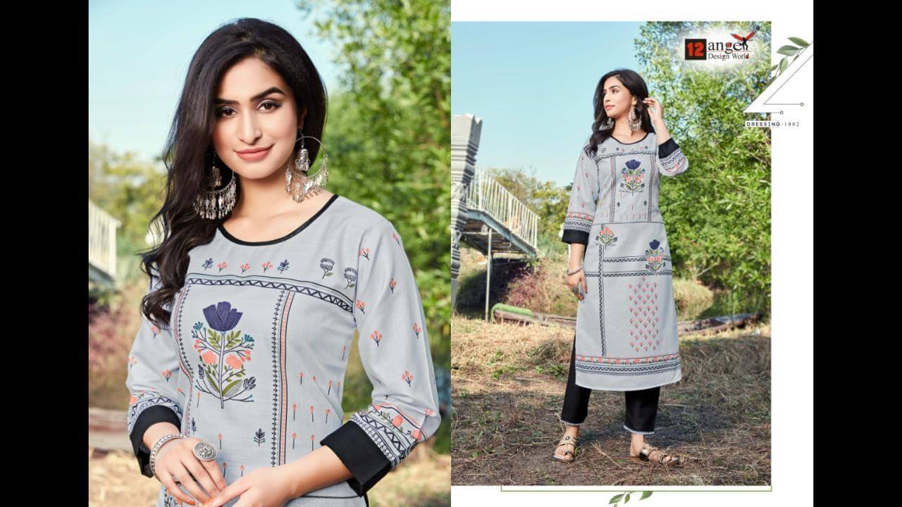 12angel Presents   Zuric  Casual Wear Kurti With Bottom