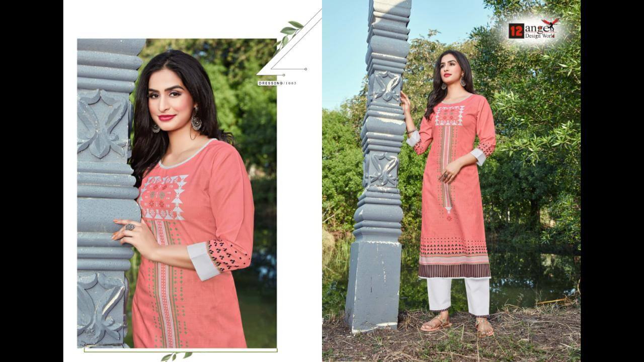 12angel Presents   Zuric  Casual Wear Kurti With Bottom