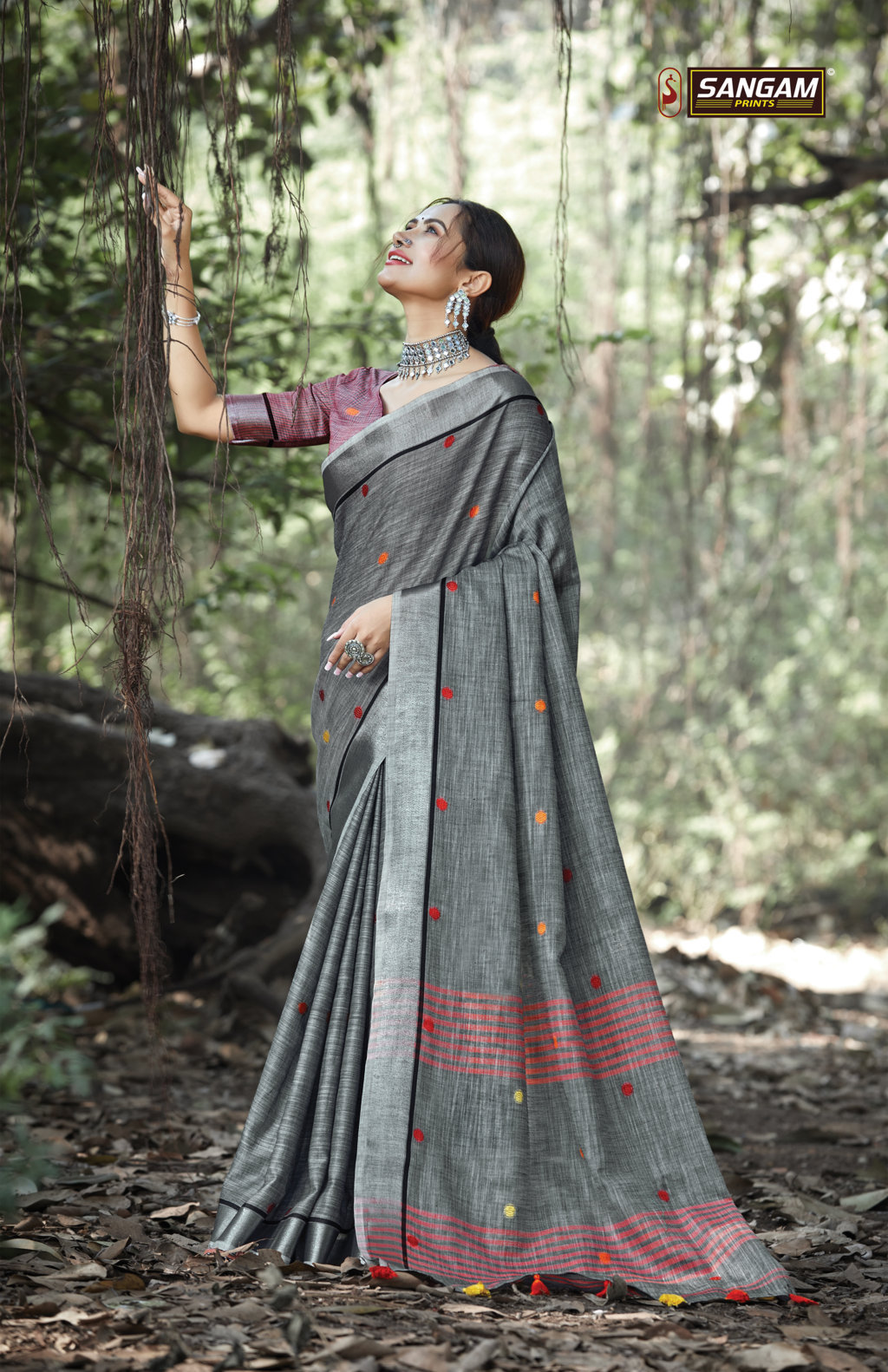 Sangam Presents Sangeet Linen Cotton Embroidery Sarees