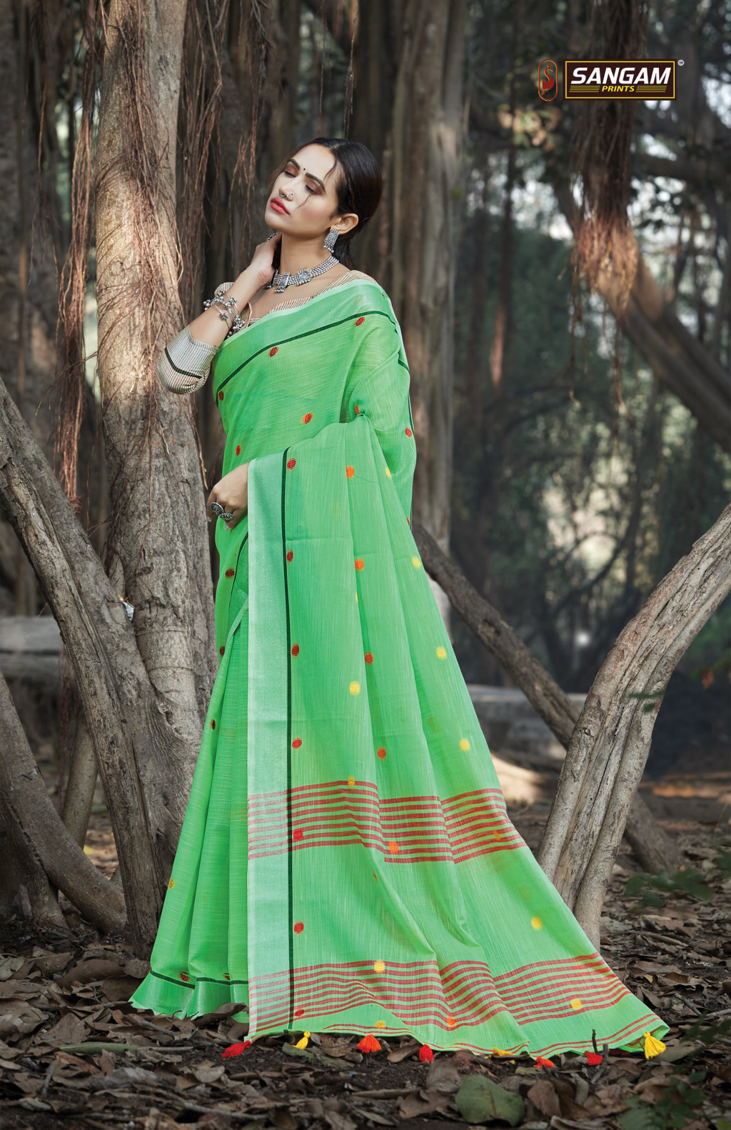 Sangam Presents Sangeet Linen Cotton Embroidery Sarees