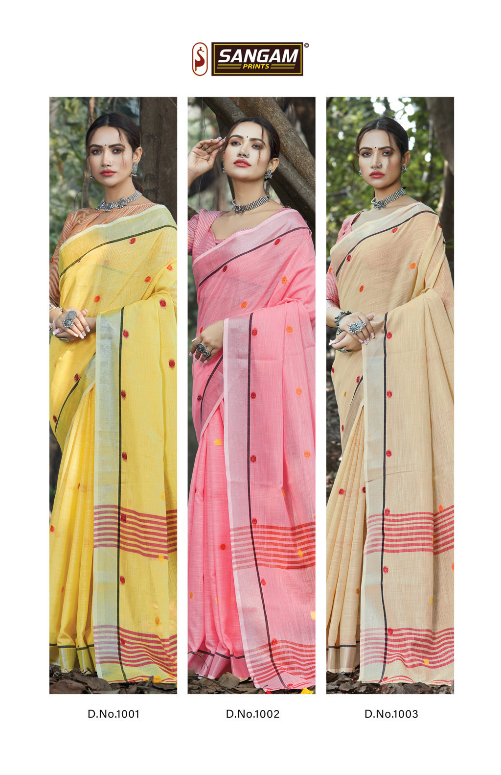 Sangam Presents Sangeet Linen Cotton Embroidery Sarees