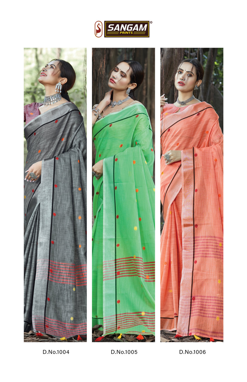 Sangam Presents Sangeet Linen Cotton Embroidery Sarees