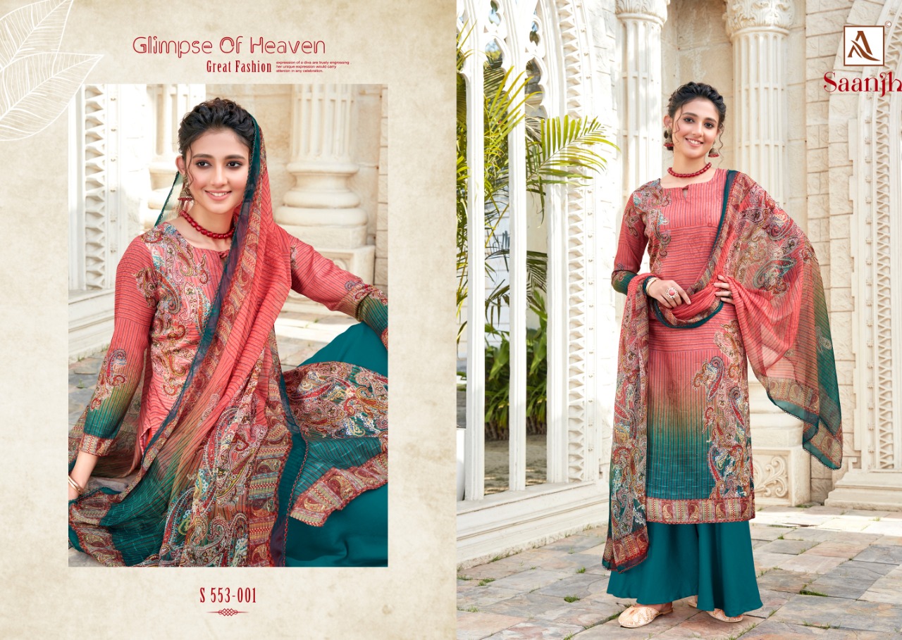 Alok Presents  Saanjh Digital Printed Designer Dress Material Collection