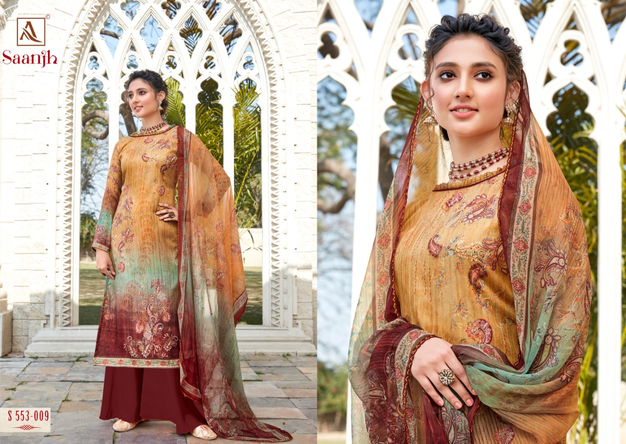 Alok Presents  Saanjh Digital Printed Designer Dress Material Collection