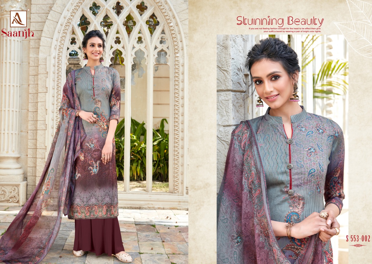 Alok Presents  Saanjh Digital Printed Designer Dress Material Collection