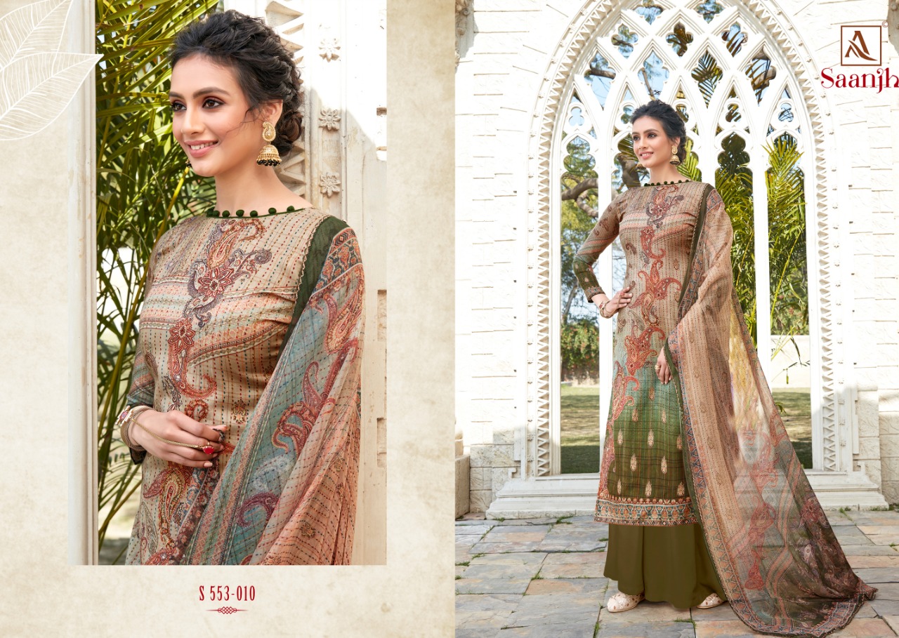 Alok Presents  Saanjh Digital Printed Designer Dress Material Collection