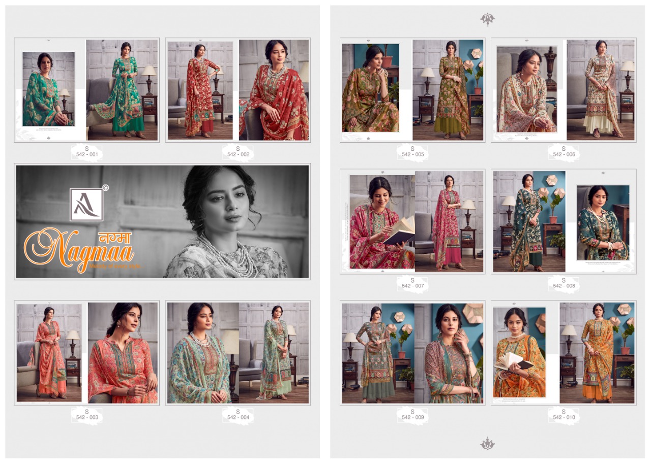 Alok  Presrnts  Nagmaa Designer Dress Material Collection
