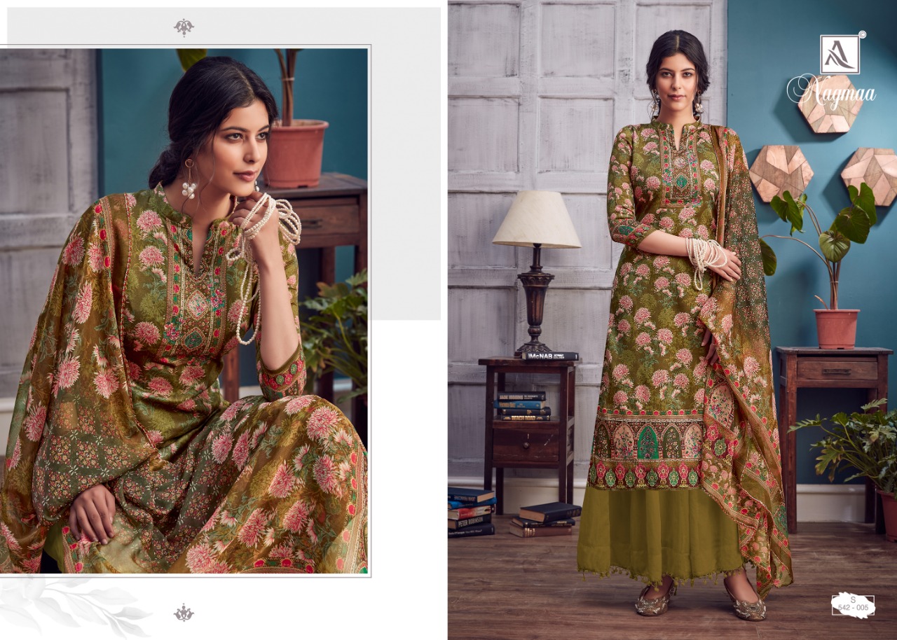 Alok  Presrnts  Nagmaa Designer Dress Material Collection