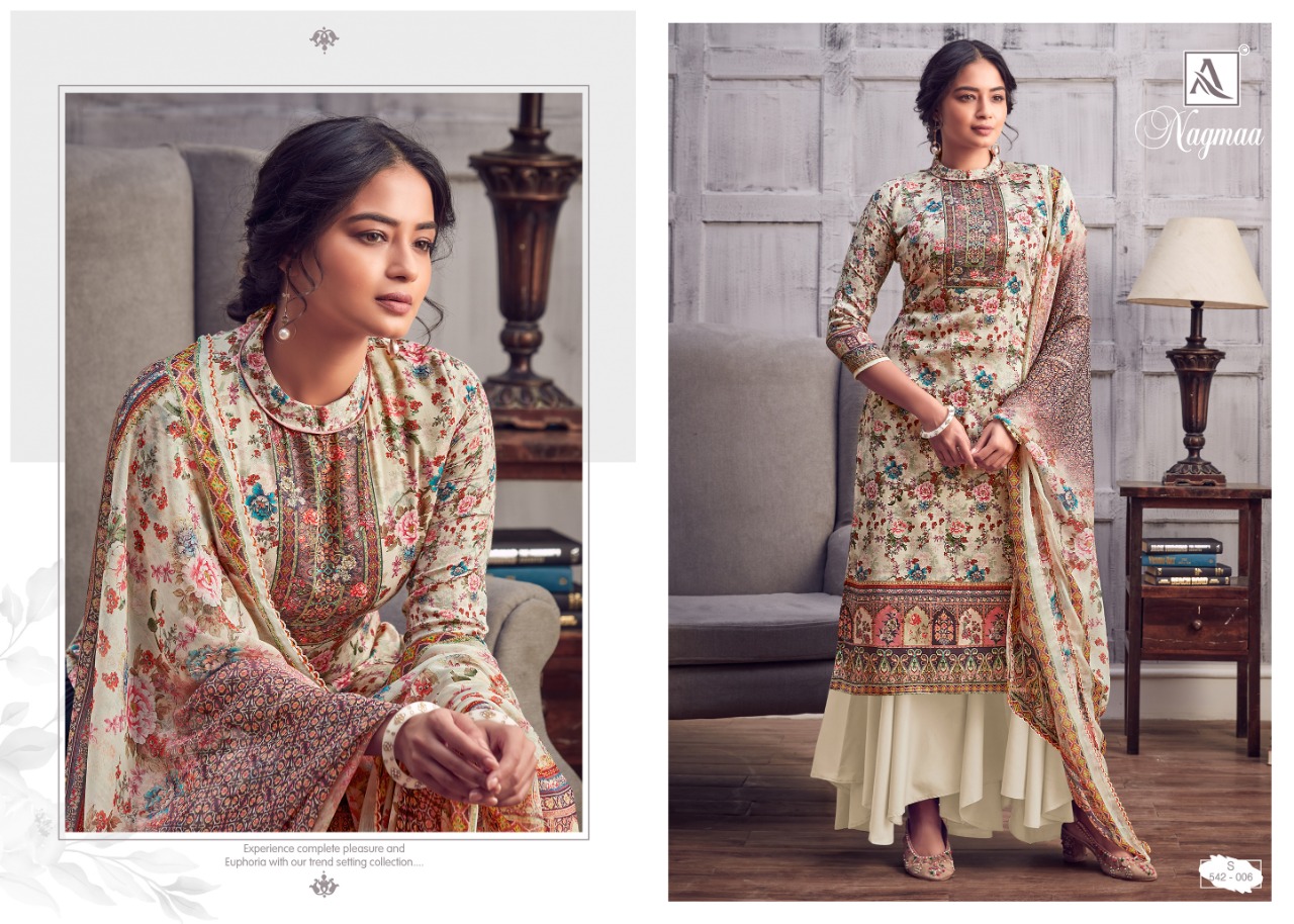 Alok  Presrnts  Nagmaa Designer Dress Material Collection