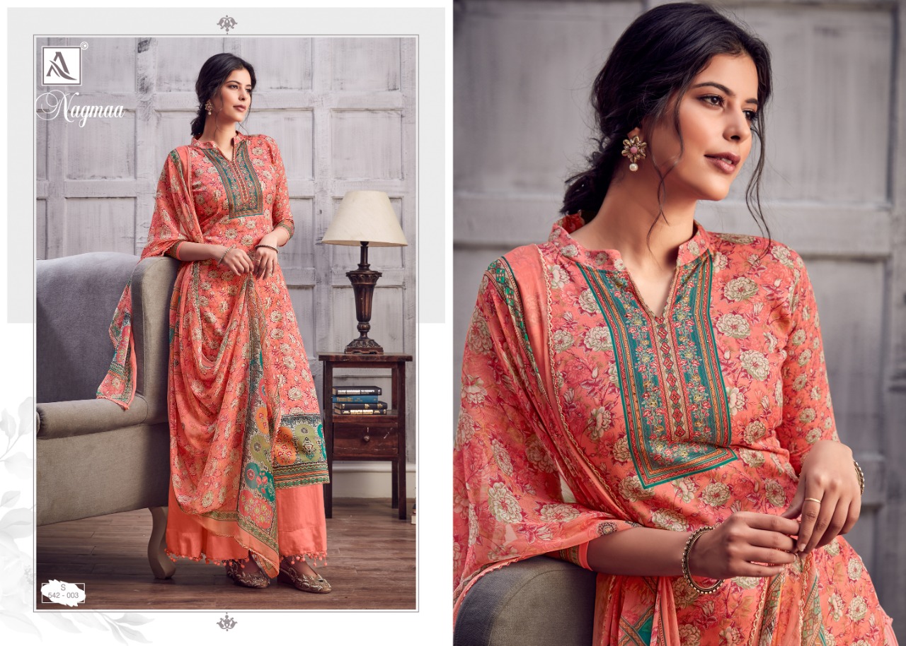 Alok  Presrnts  Nagmaa Designer Dress Material Collection