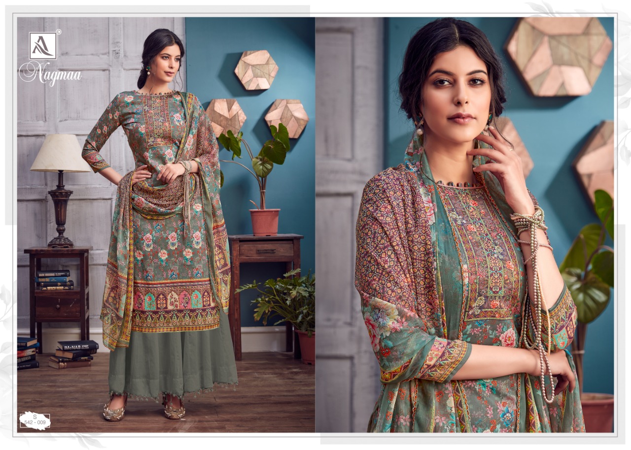Alok  Presrnts  Nagmaa Designer Dress Material Collection