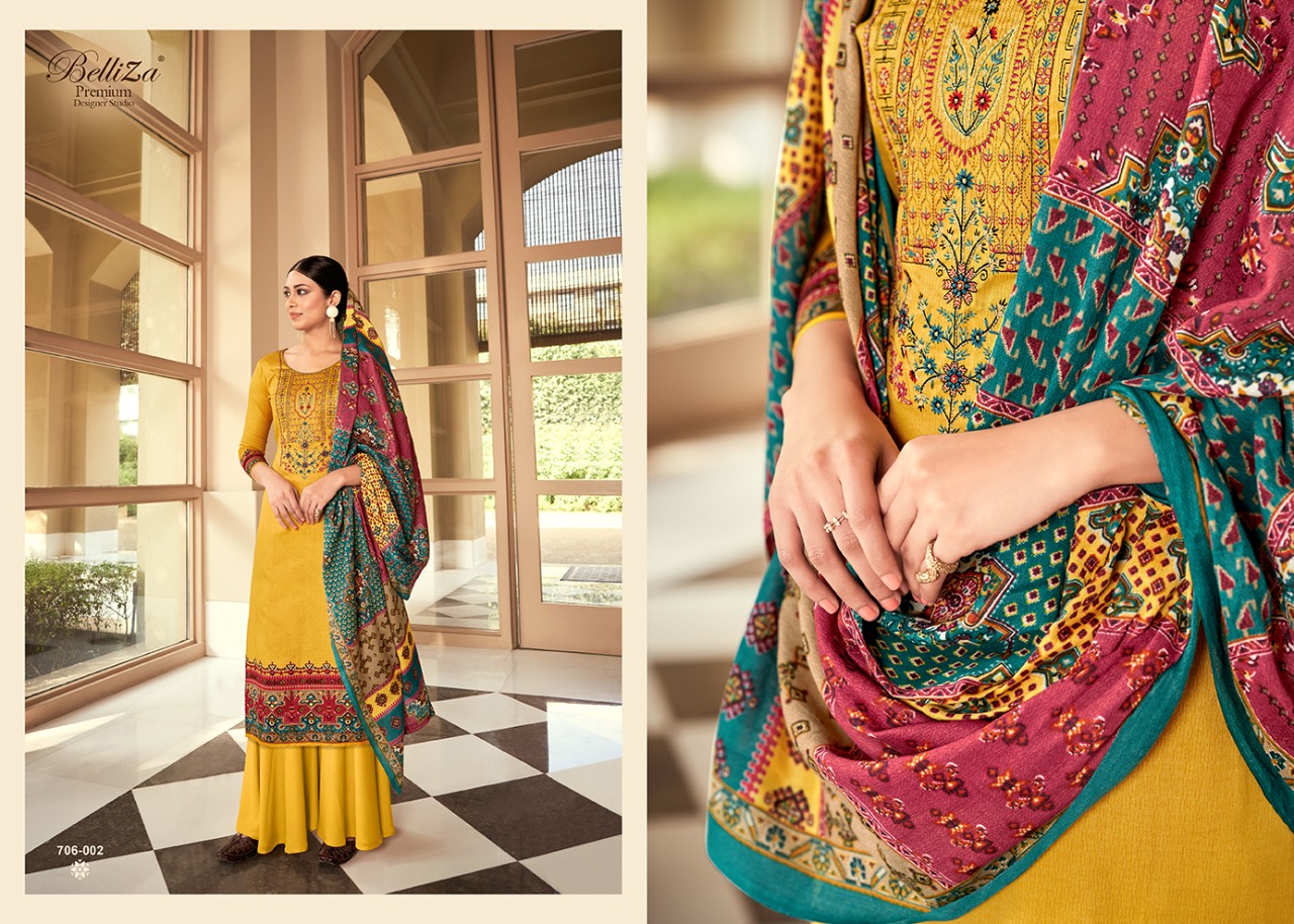 Belliza Presents  Rozaan Printed Fancy Designer Dress Material Collection