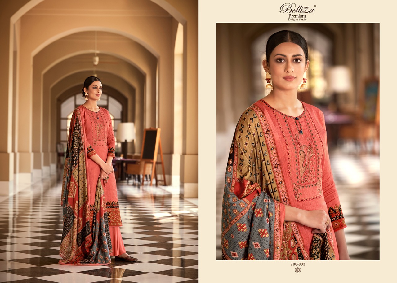 Belliza Presents  Rozaan Printed Fancy Designer Dress Material Collection