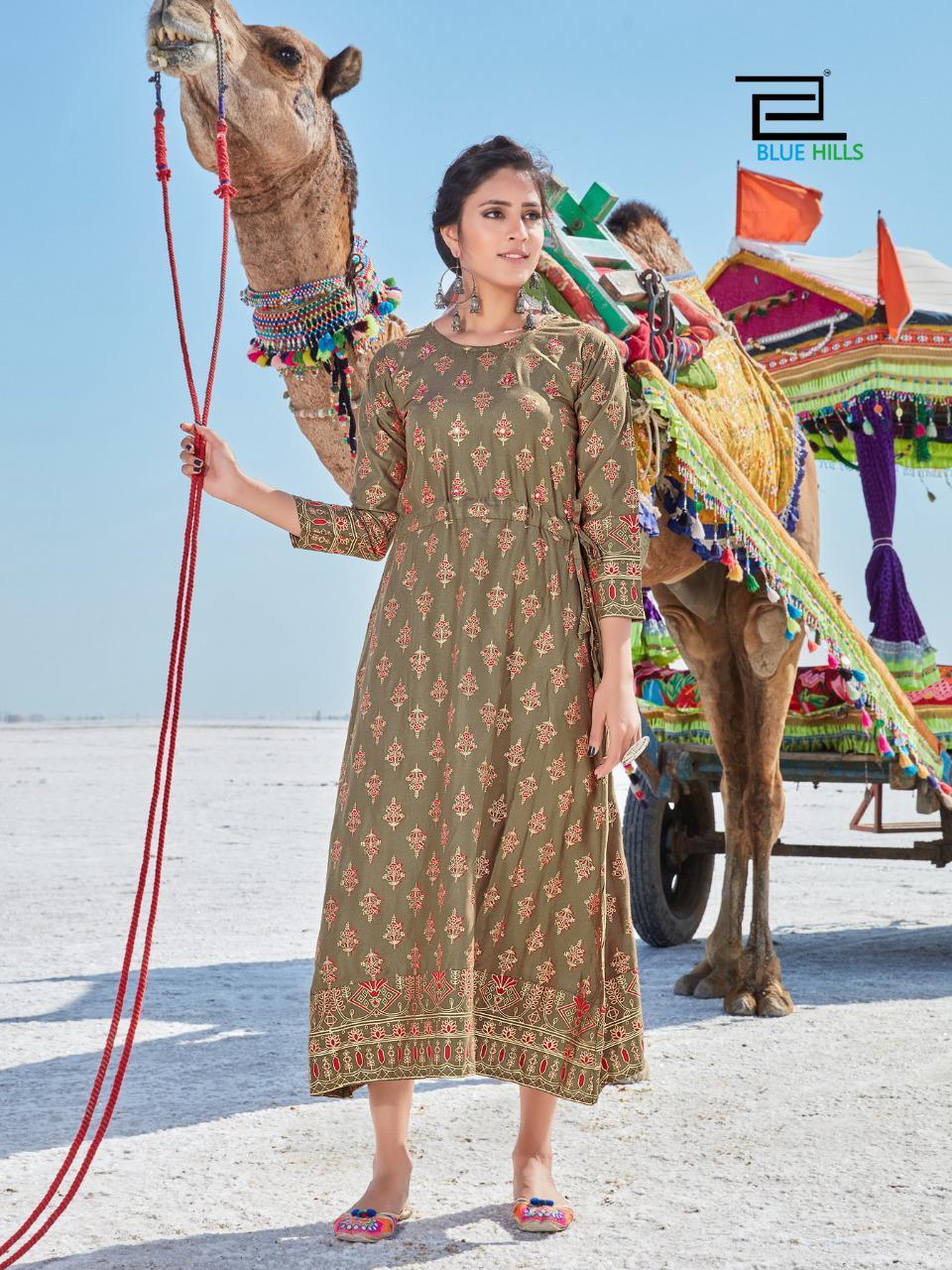 Blue Hills Launching  Dessert Vol  1 Printed Long Kurtis Collection