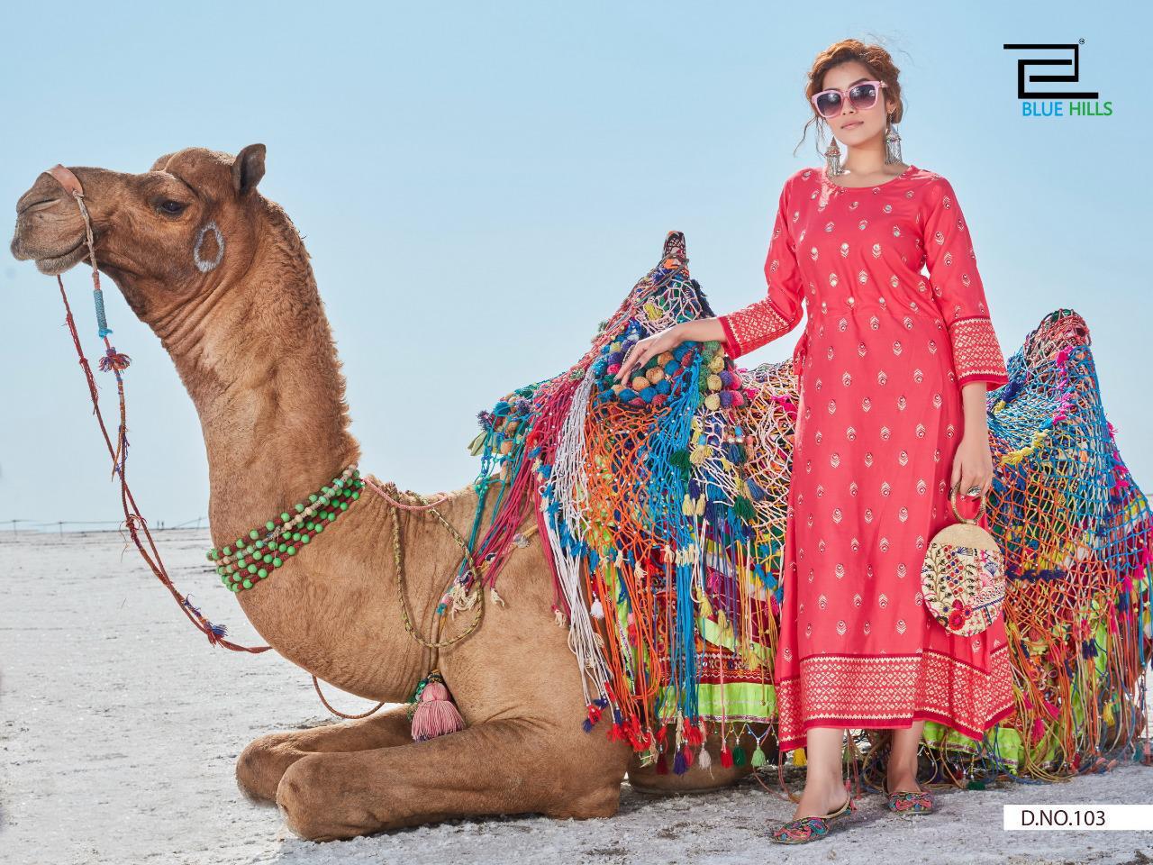 Blue Hills Launching  Dessert Vol  1 Printed Long Kurtis Collection