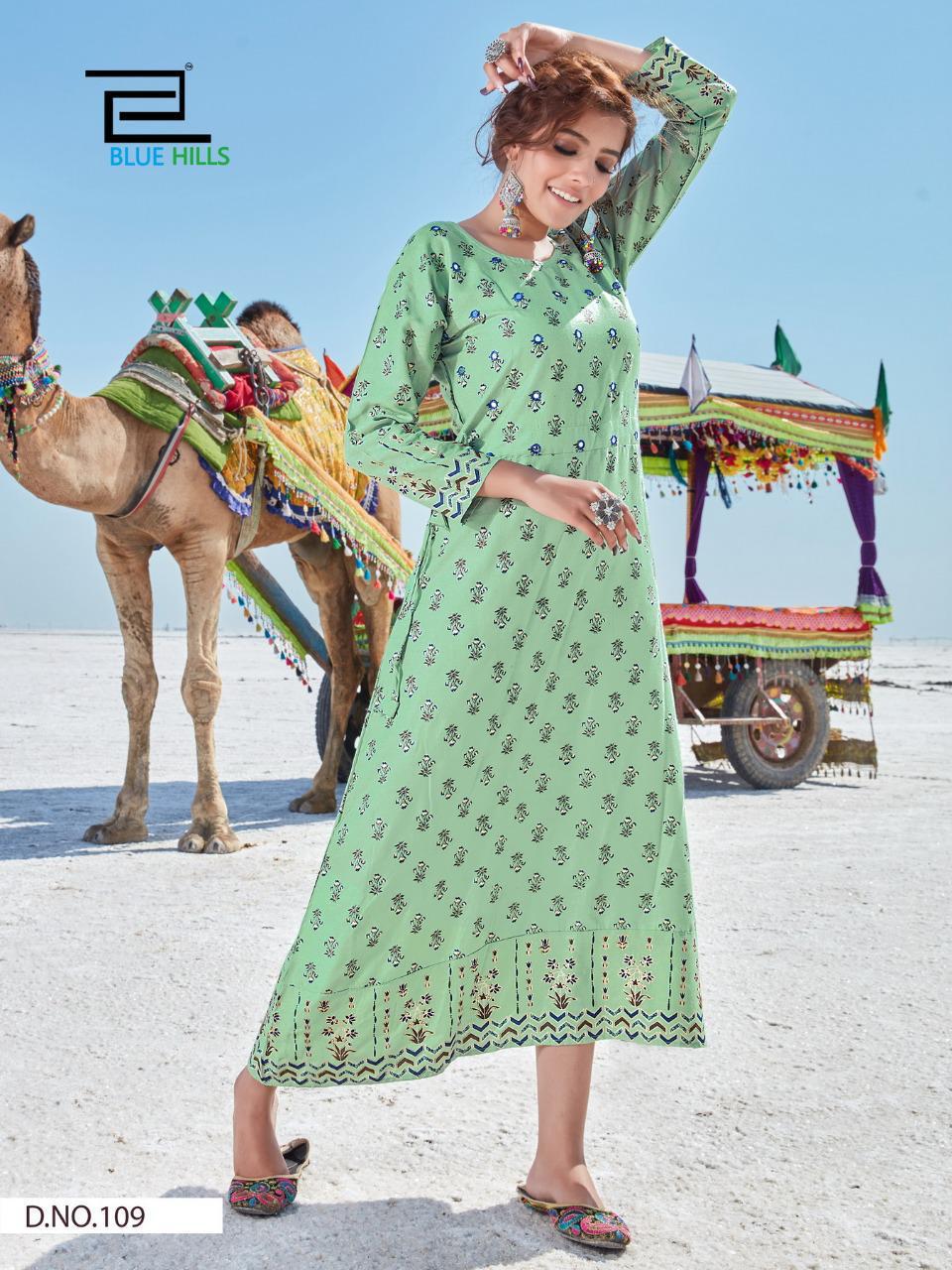 Blue Hills Launching  Dessert Vol  1 Printed Long Kurtis Collection