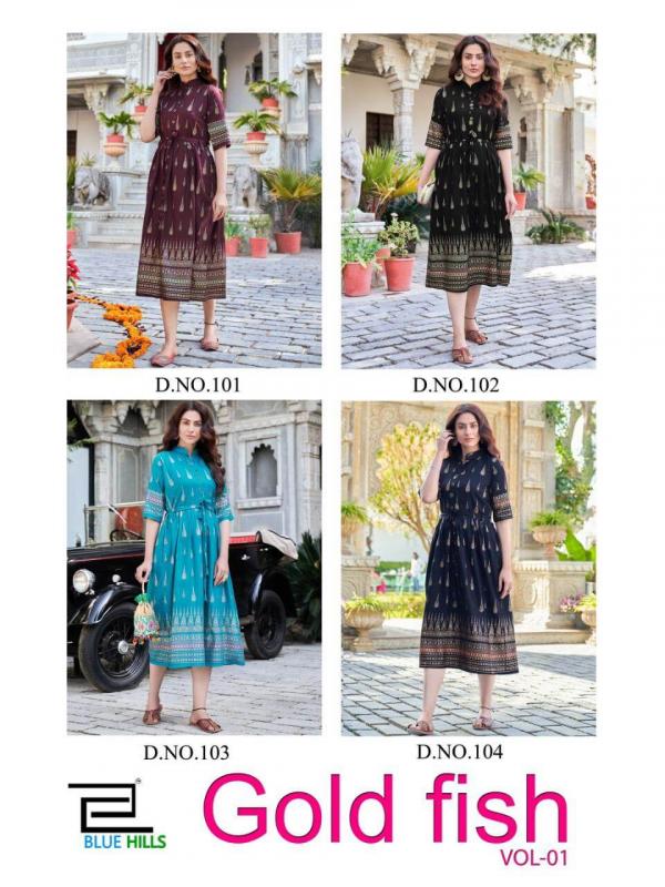 Blue Hills  Presents Gold Fish  Vol 1  Long Kurti Collection