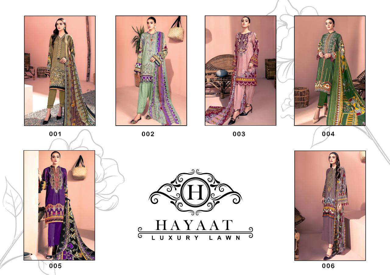 Hayaat Luxury Lawn Karachi Dress Materials Collection