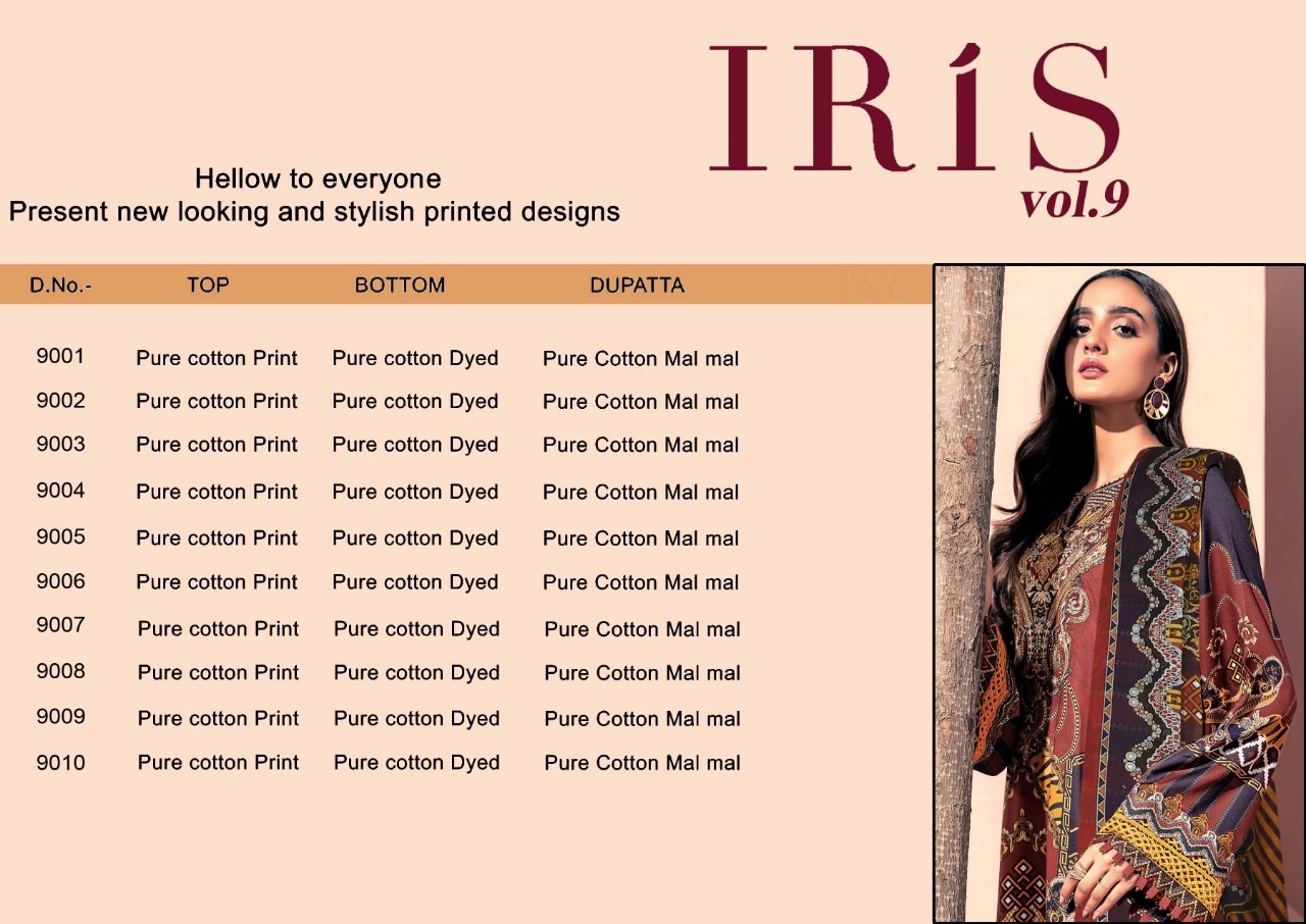 Iris Vol 9 Cotton Karachi Dress Materials Collection