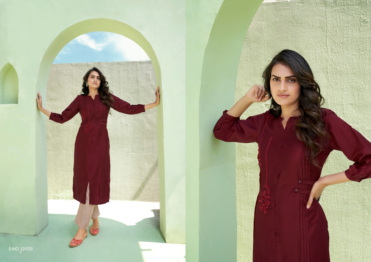 Kalaroop Presents Octavia Vol 7 Fancy Straight Cut Designer Kurtis