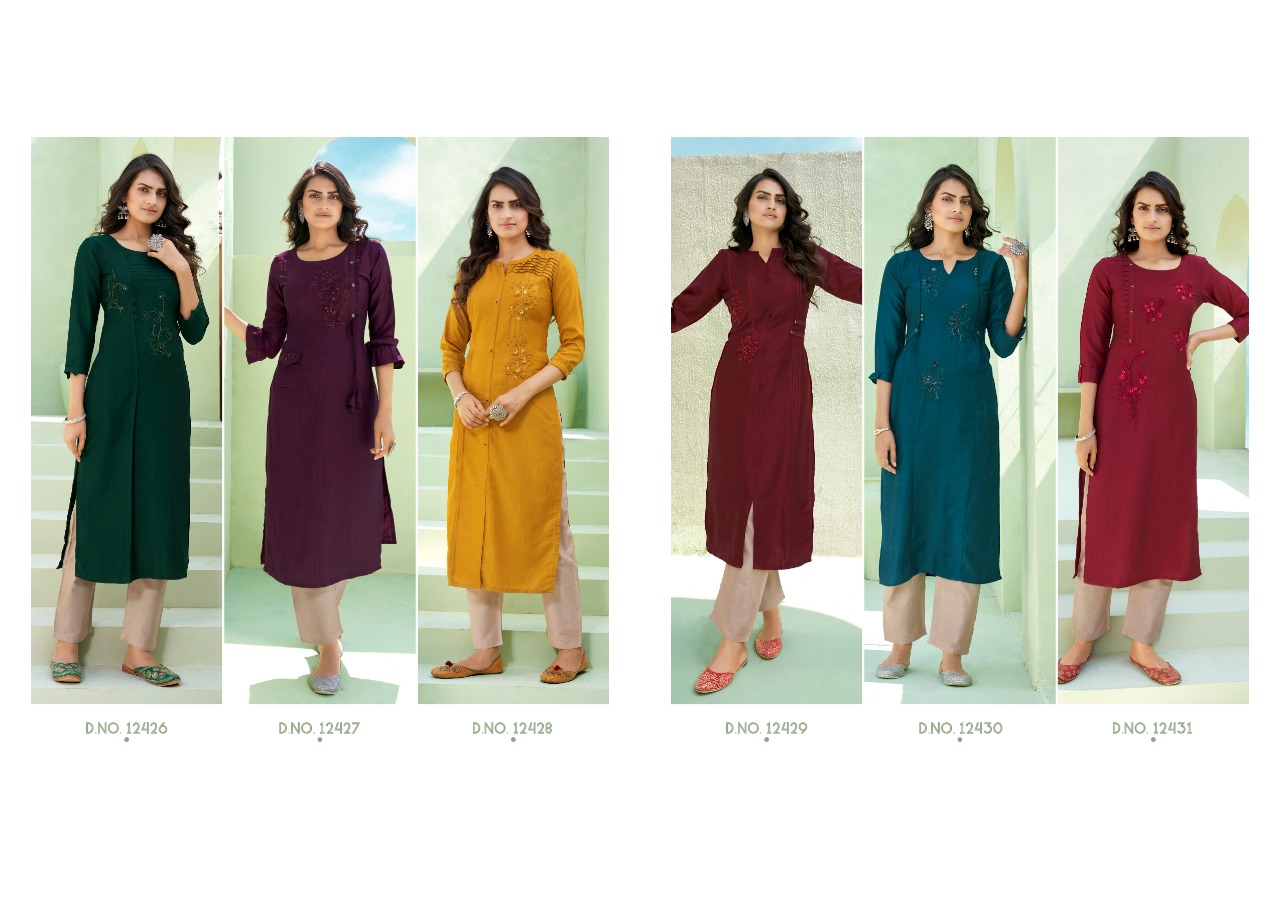 Kalaroop Presents Octavia Vol 7 Fancy Straight Cut Designer Kurtis