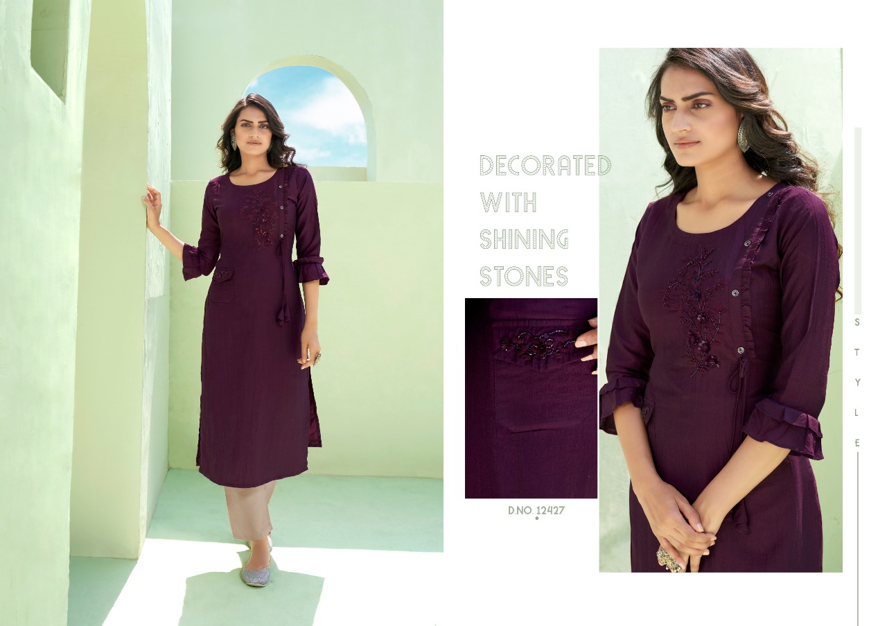 Kalaroop Presents Octavia Vol 7 Fancy Straight Cut Designer Kurtis