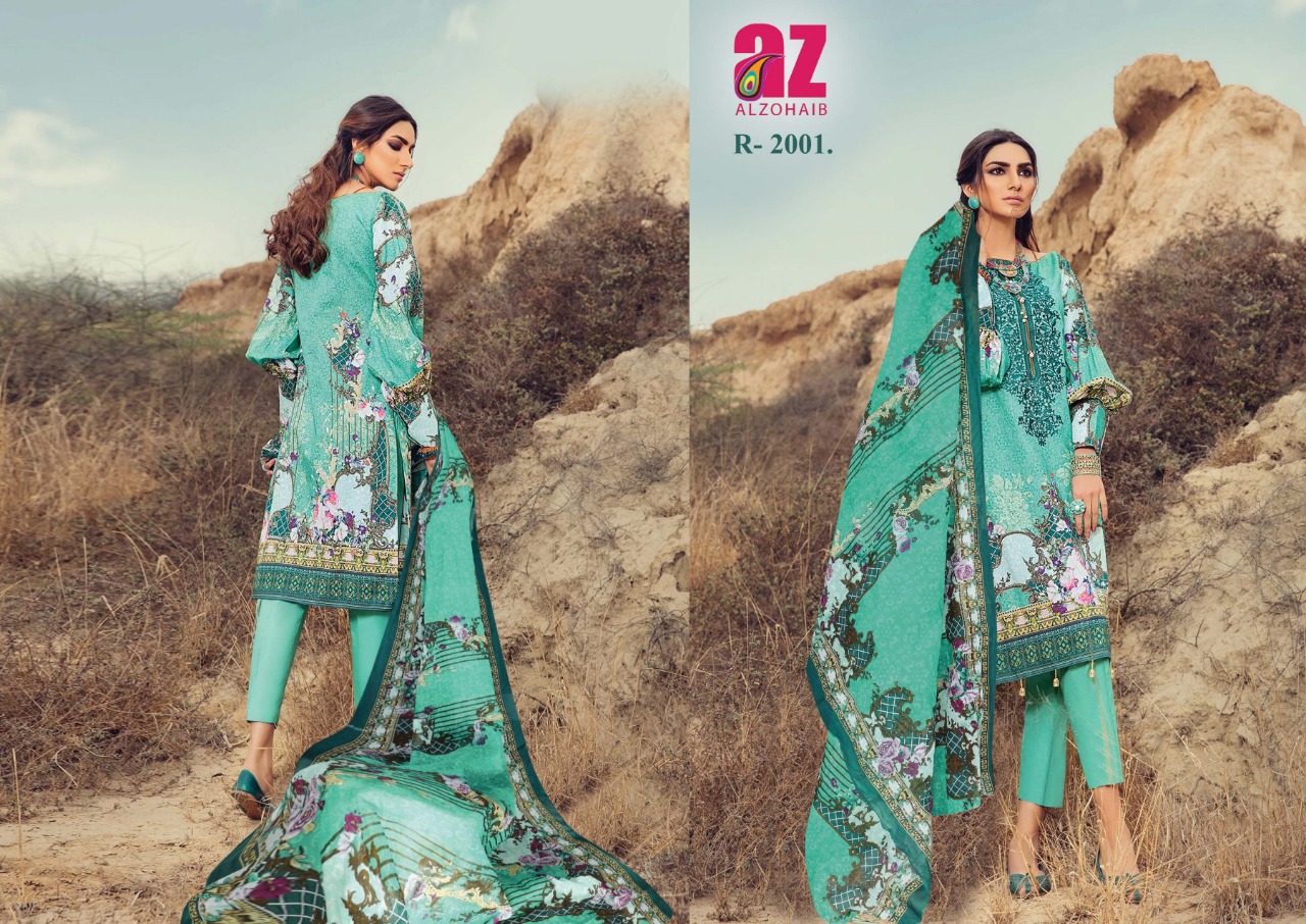 Keval Fab Al Zohaib  Roohi Pure Lawn  Cotton Print Dress Materials