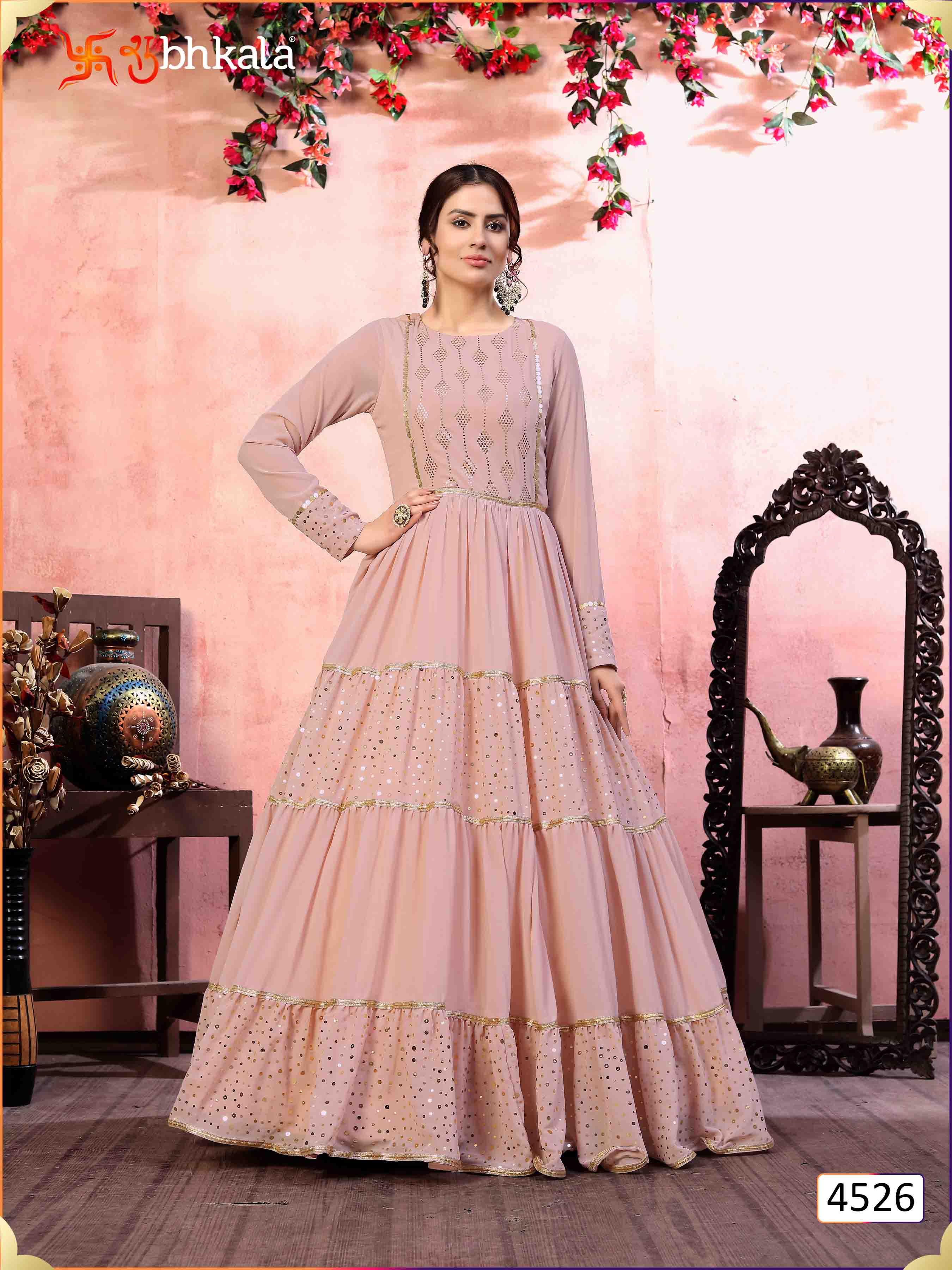 Buy Ordinaree Barbie Pink Designer Long Dress For Women Online