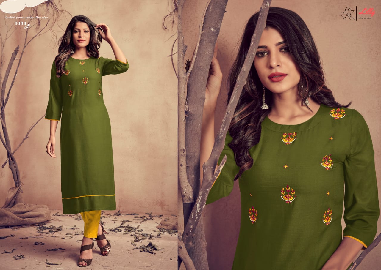Lilly  Presents  Mariya  Designer  Kurti With  Bottom