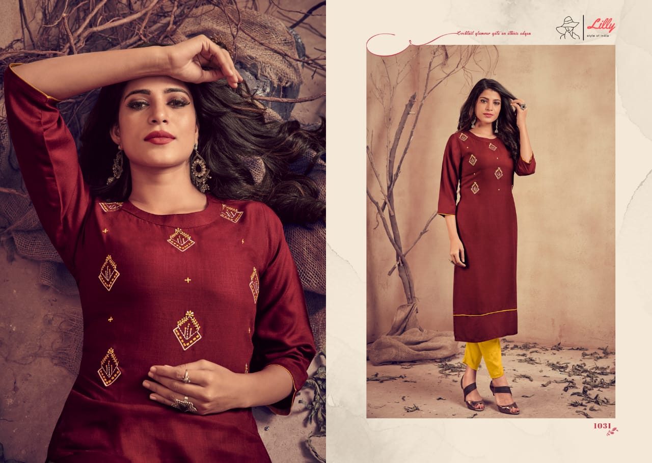 Lilly  Presents  Mariya  Designer  Kurti With  Bottom