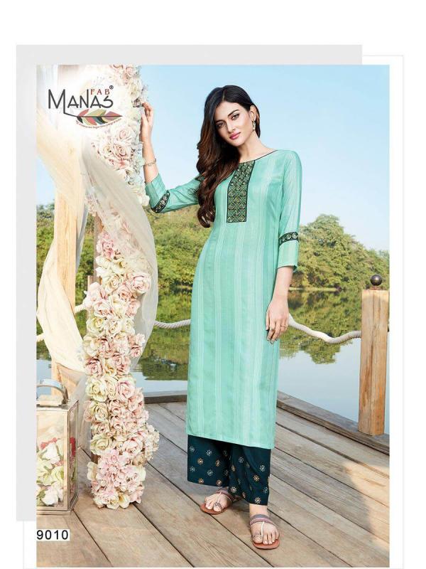 Manas Presents  Hirwa  Vol 2  Straight Cut Kurti With Palazzo