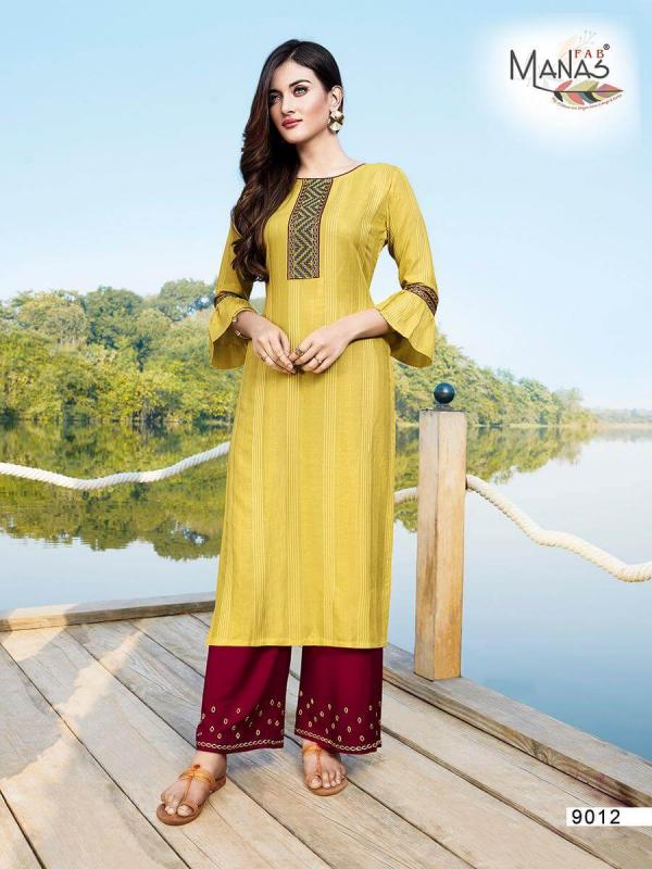 Manas Presents  Hirwa  Vol 2  Straight Cut Kurti With Palazzo