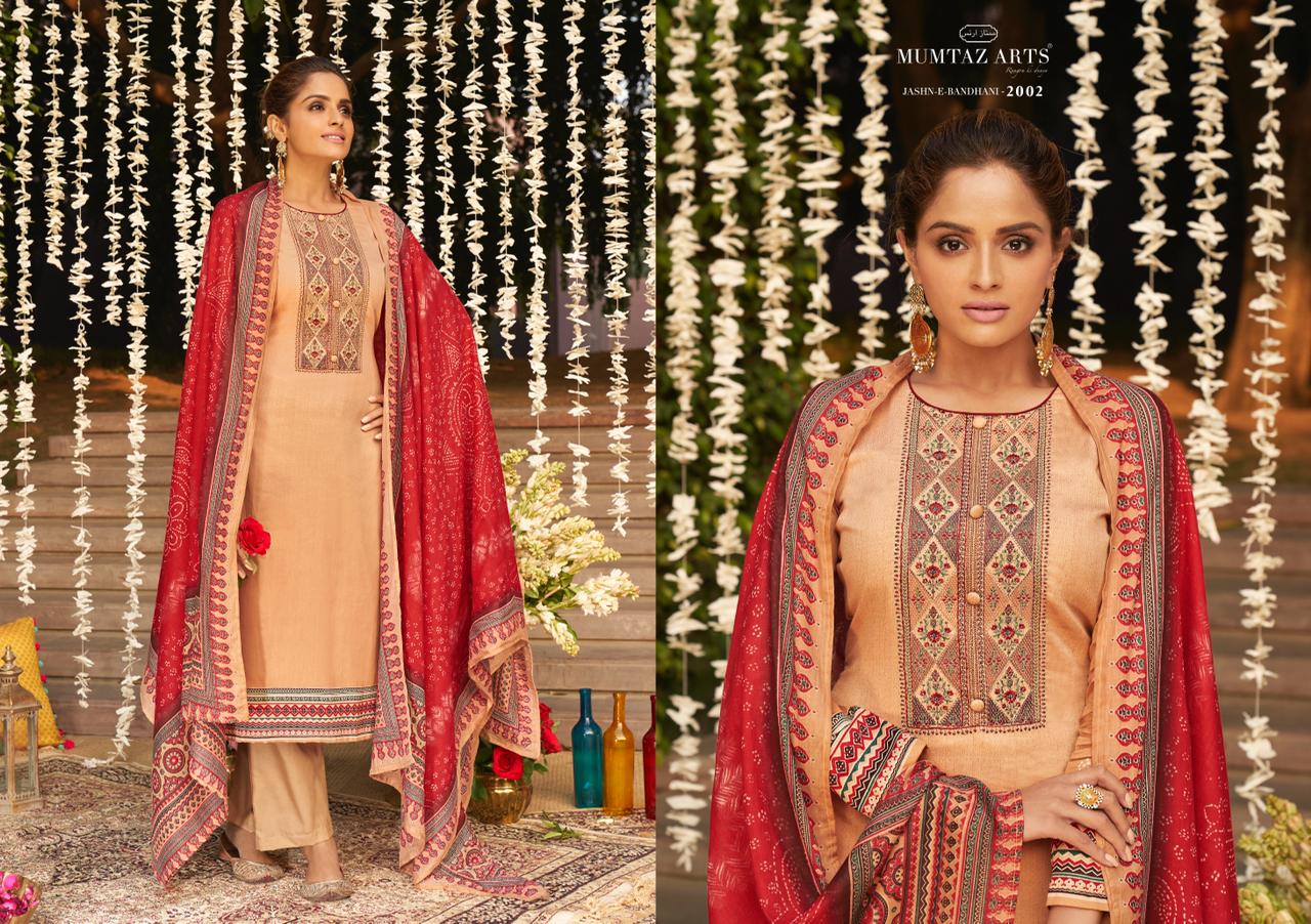 Mumtaz Arts Presents  Jash E Bandhani  Designer Dress Material